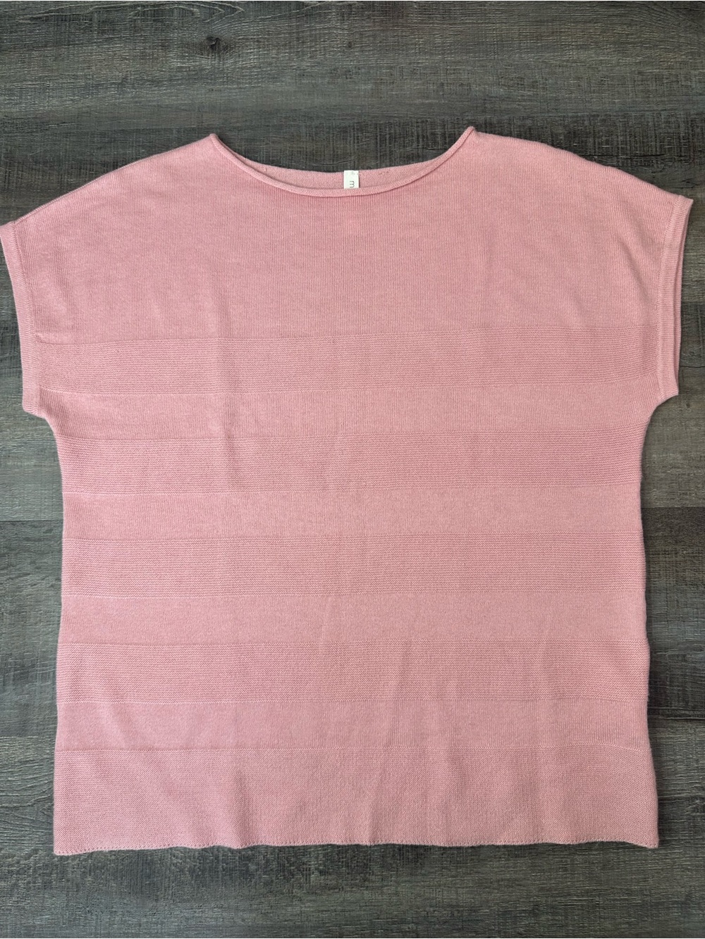 Mia & Tees Soft Pink Short Sleeve Knit Polyester Blend Top for Women Medium